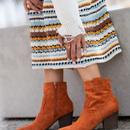 Buonarotti Cowboy Stiefel Orange Suedine Kurz