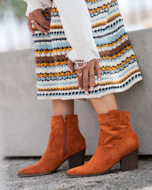 Buonarotti Cowboy Stiefel Orange Suedine Kurz