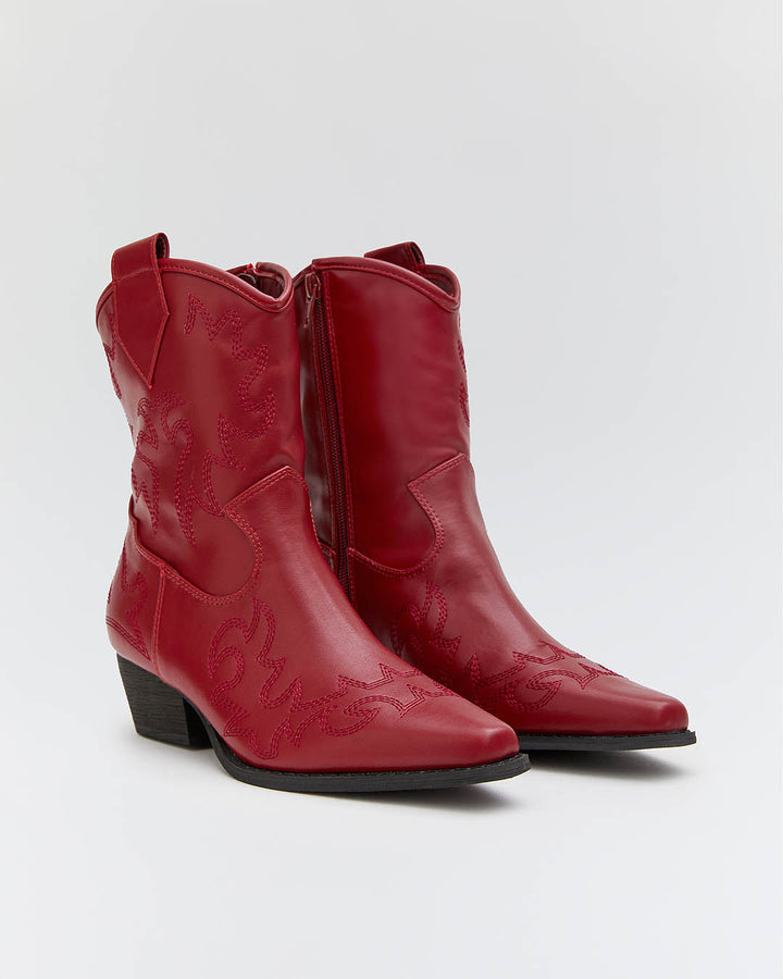 Buonarotti Cowboy Stiefel Rot Kurz genäht