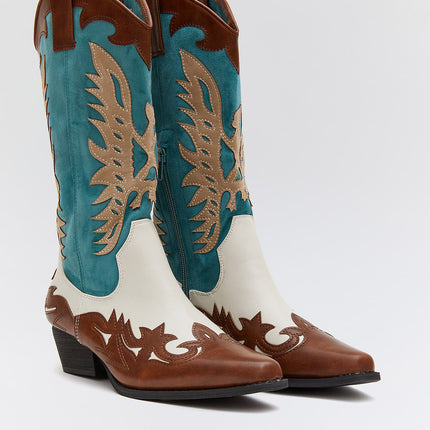 Buonarotti Cowboy Stiefel Weiß Retro Braun