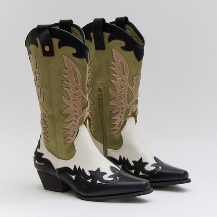 Buonarotti Cowboy Stiefel Weiß Retro Grün