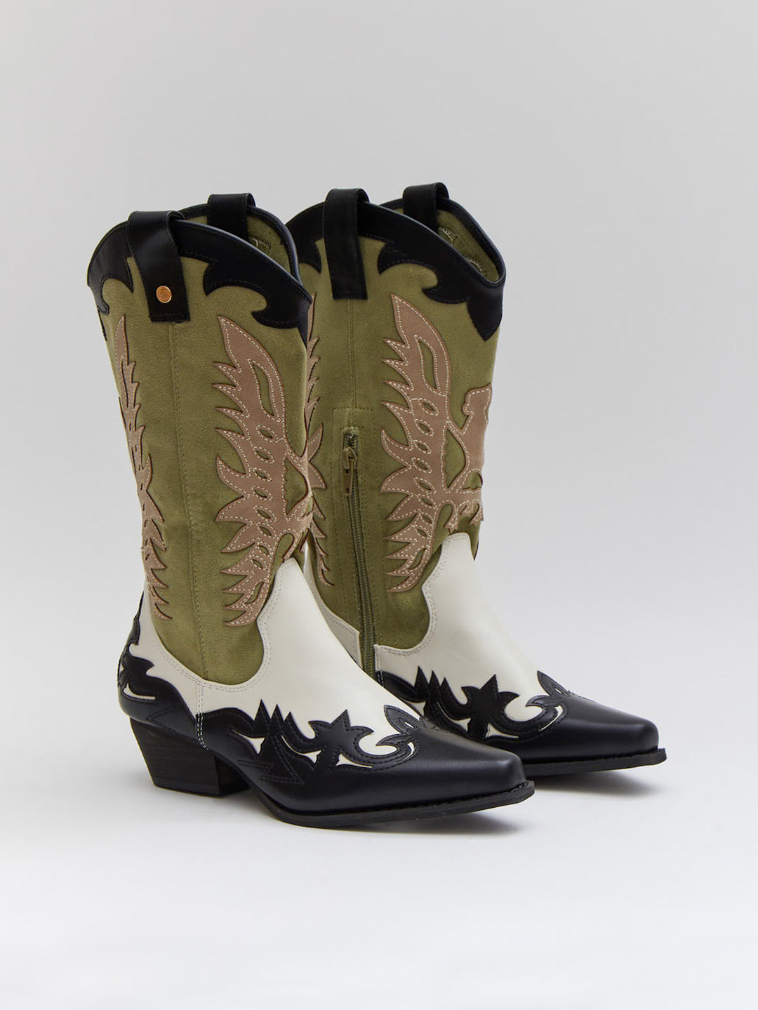 Buonarotti Cowboy Stiefel Weiß Retro Grün