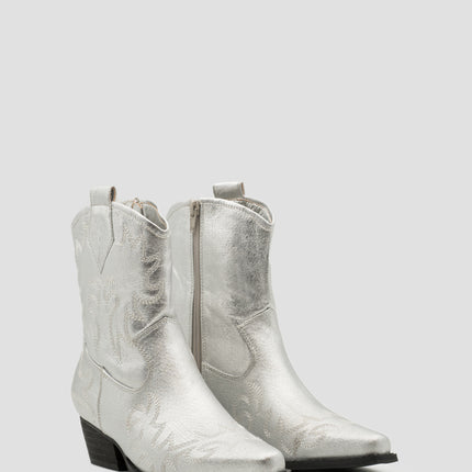 Buonarotti Cowboy Stiefel Silber kurz genäht