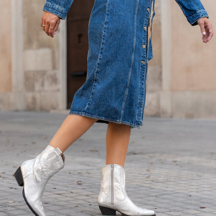 Buonarotti Cowboy Stiefel Silber kurz genäht