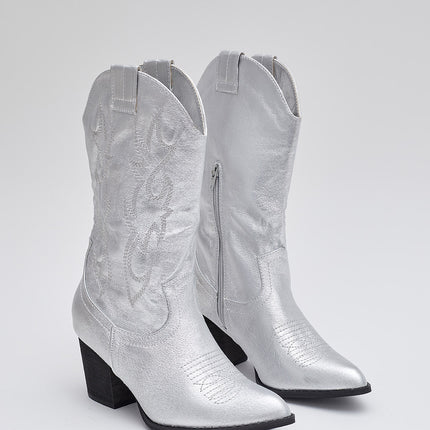 Buonarotti Cowboystiefel Silberne Metallic-Nähte