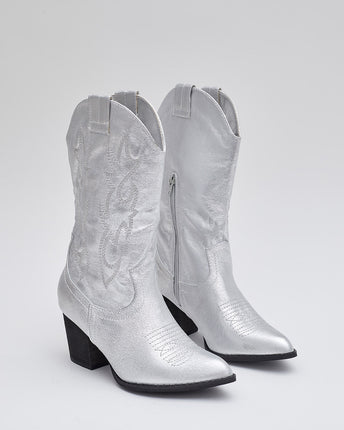 Buonarotti Cowboystiefel Silberne Metallic-Nähte