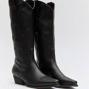 Buonarotti Cowboy Stiefel Schwarz Kunstleder Western