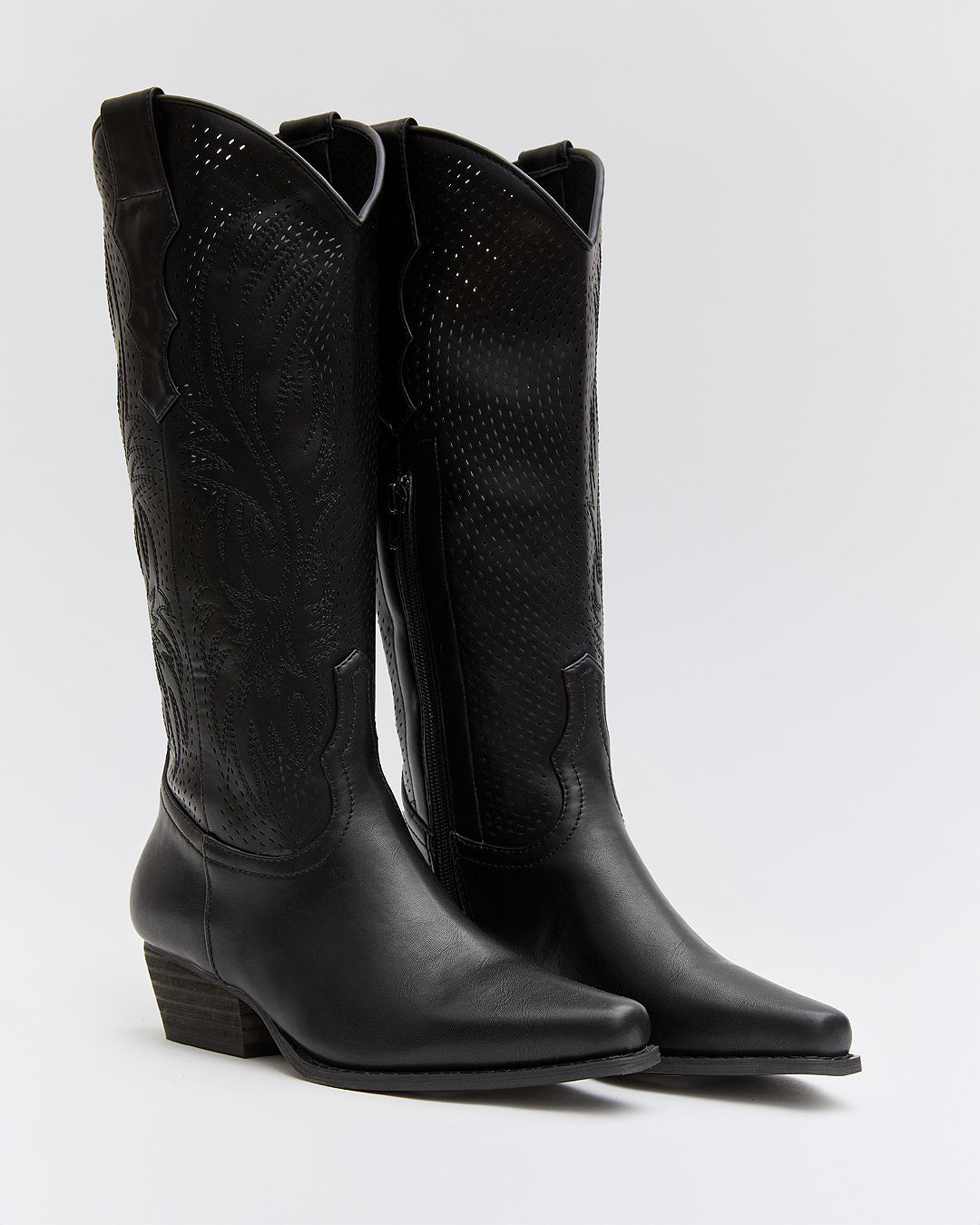 Buonarotti Cowboy Stiefel Schwarz Kunstleder Western