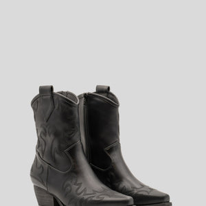 Buonarotti Cowboy Stiefel Schwarz Kurz genäht