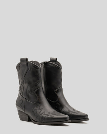 Buonarotti Cowboy Stiefel Schwarz Kurz genäht