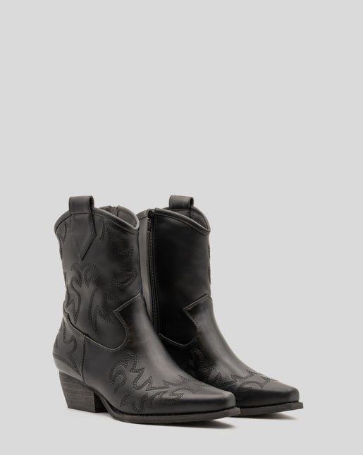 Buonarotti Cowboy Stiefel Schwarz Kurz genäht