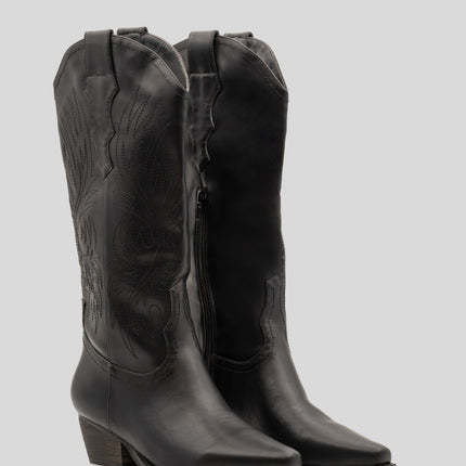 Buonarotti Cowboystiefel Schwarze Nähte in Lederoptik