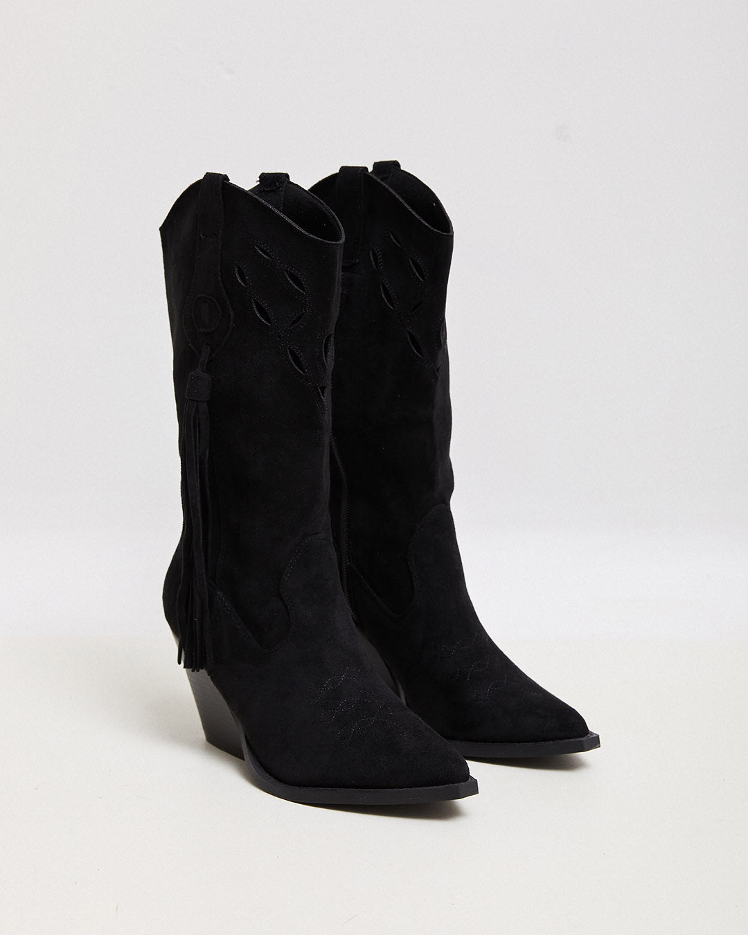 Buonarotti Cowboy Stiefel Schwarz Suedine Bohemian Fringe