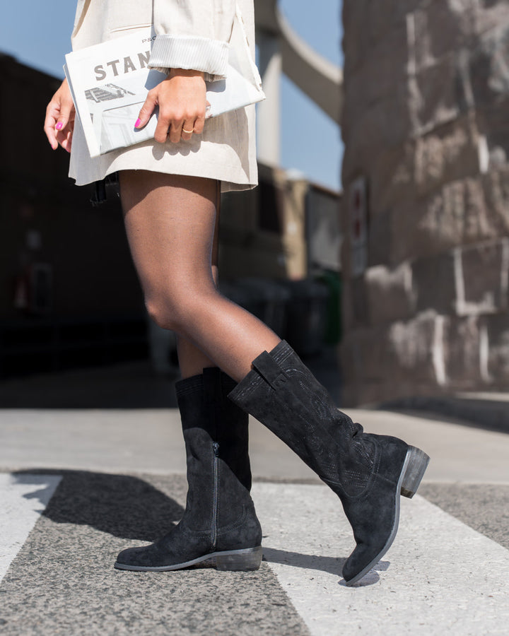 Buonarotti Cowboy Stiefel Schwarz Suedine Bohemian