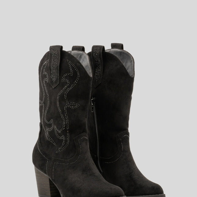 Buonarotti Cowboy Stiefel Schwarz Suedine Strass