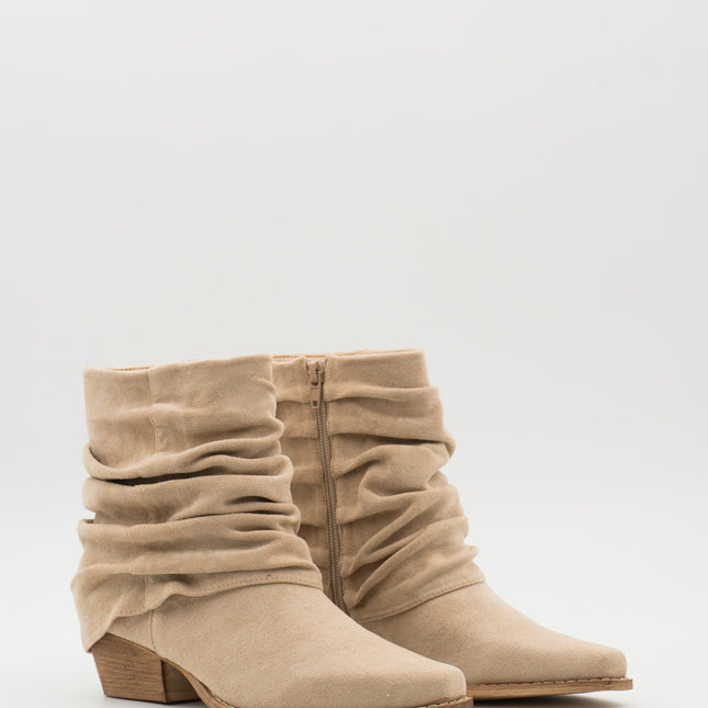 Buonarotti Stiefelette Beige Suede Ruffle Cowboy