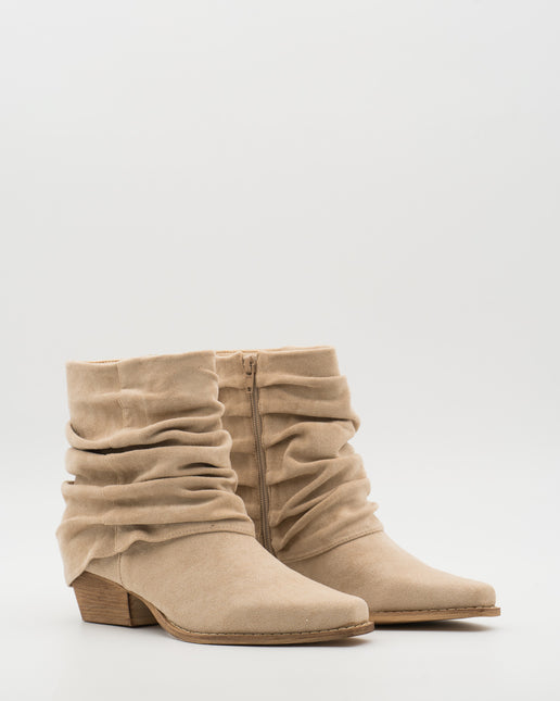 Buonarotti Stiefelette Beige Suede Ruffle Cowboy