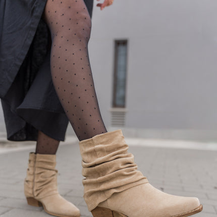 Buonarotti Stiefelette Beige Suede Ruffle Cowboy