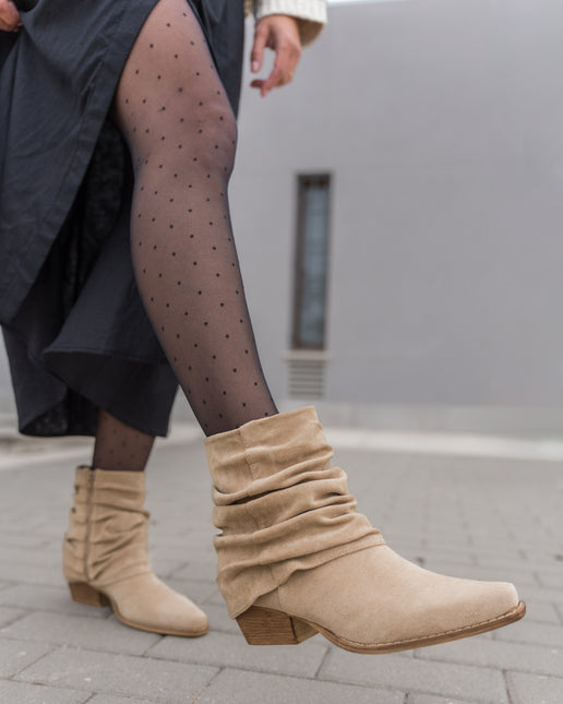 Buonarotti Stiefelette Beige Suede Ruffle Cowboy