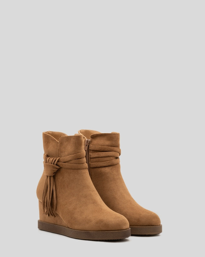 Buonarotti Stiefelette Kamel Wildleder Fransen