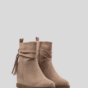 Buonarotti Stiefelette Grau Wildleder Schnalle Fransen