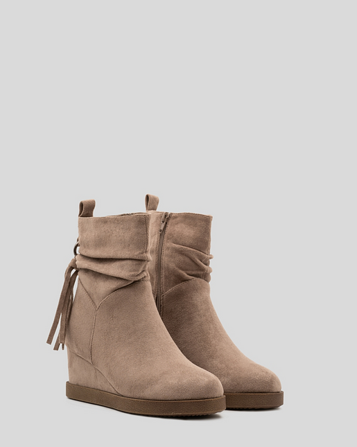 Buonarotti Stiefelette Grau Wildleder Schnalle Fransen