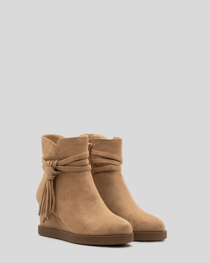 Buonarotti Stiefelette Khaki Suedine Fransen