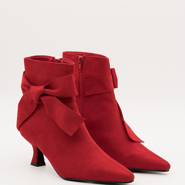Buonarotti Stiefelette Rot Suedine Schleife