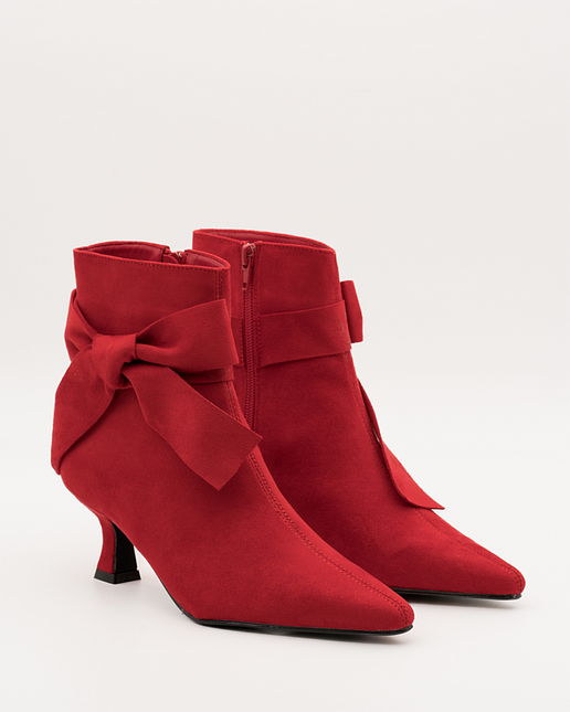 Buonarotti Stiefelette Rot Suedine Schleife
