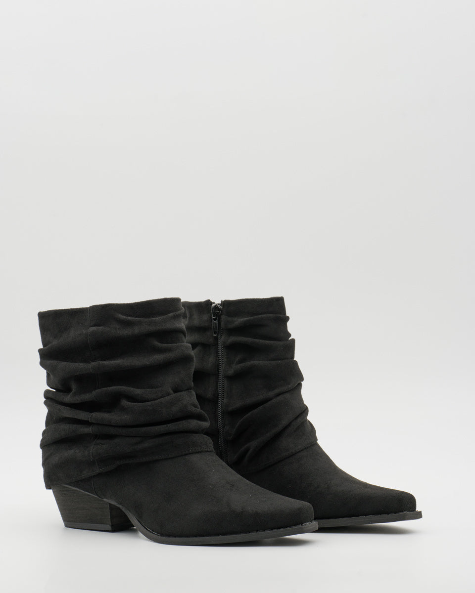 Buonarotti Stiefelette Schwarz Suedine Ruffle Cowboy