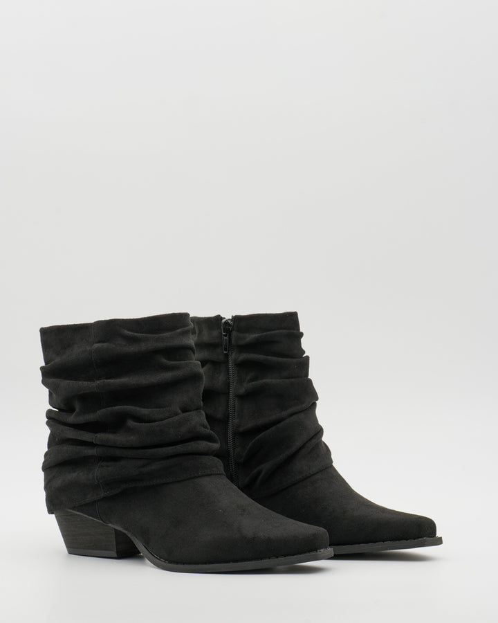 Buonarotti Stiefelette Schwarz Suedine Ruffle Cowboy