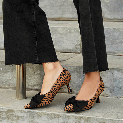 Buonarotti Heels Leopard Suedine Schleife
