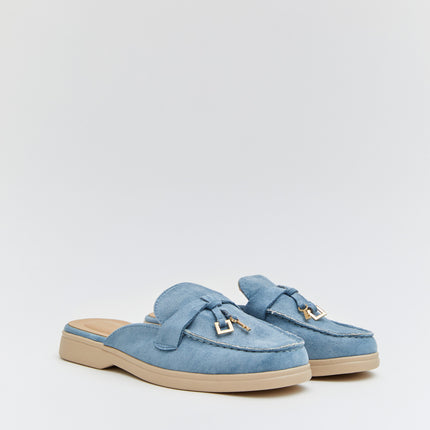 Buonarotti Slipper Blau Veloursleder Charms