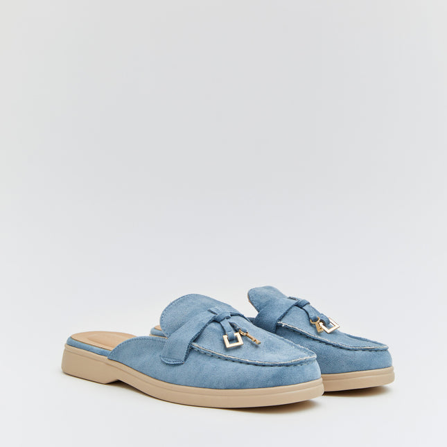 Buonarotti Slipper Blau Veloursleder Charms