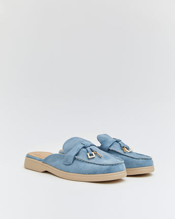 Buonarotti Slipper Blau Veloursleder Charms