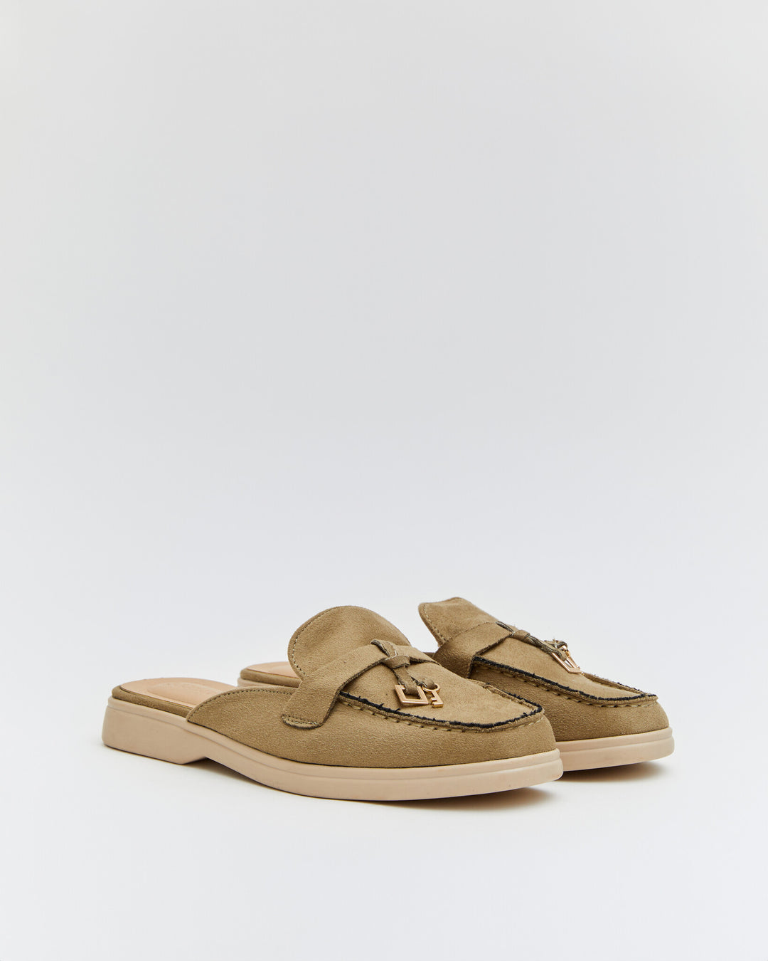 Buonarotti Slipper Olive Veloursleder Charms