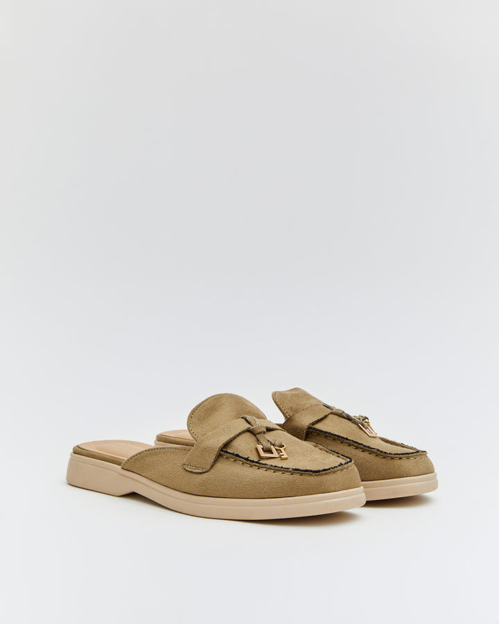 Buonarotti Slipper Olive Veloursleder Charms