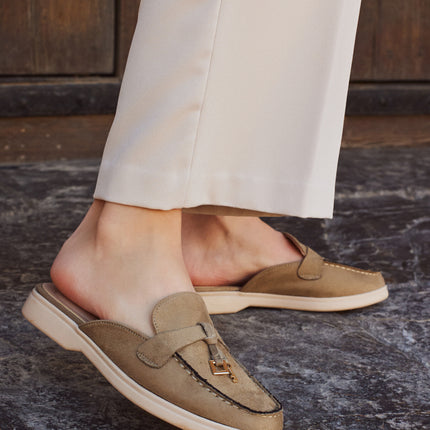 Buonarotti Slipper Olive Veloursleder Charms