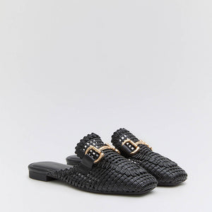 Buonarotti Slipper Schwarz Offen Gold Schnalle