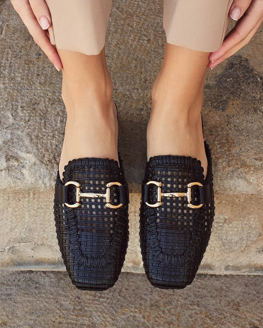 Buonarotti Slipper Schwarz Offen Gold Schnalle