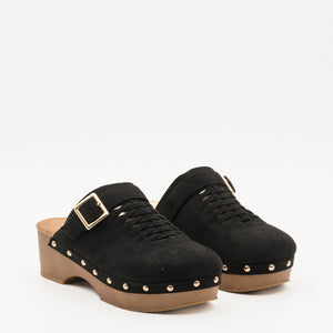 Buonarotti Clogs Schwarz Schnalle Borte