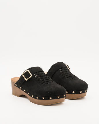 Buonarotti Clogs Schwarz Schnalle Borte