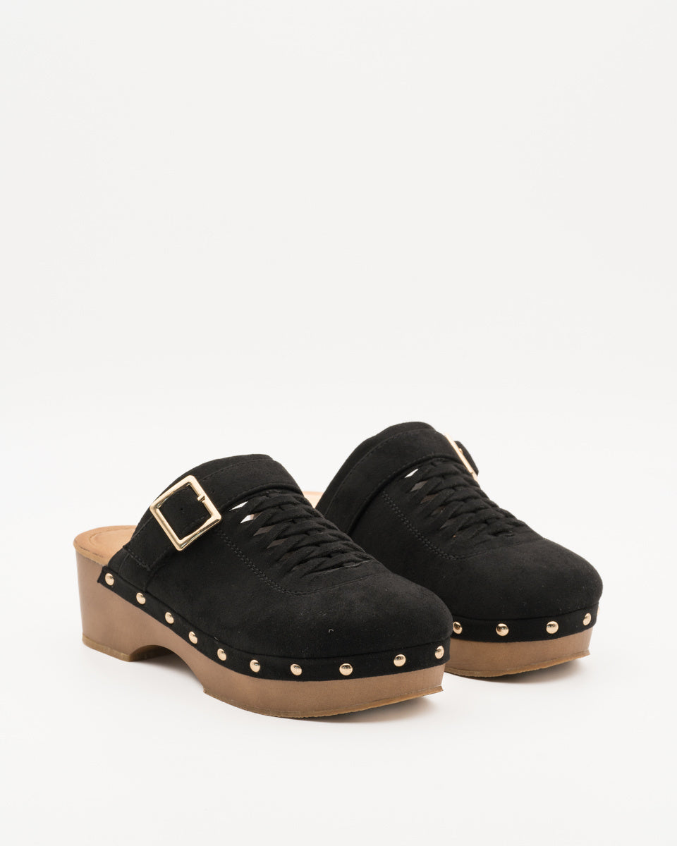 Buonarotti Clogs Schwarz Schnalle Borte