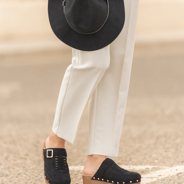 Buonarotti Clogs Schwarz Schnalle Borte