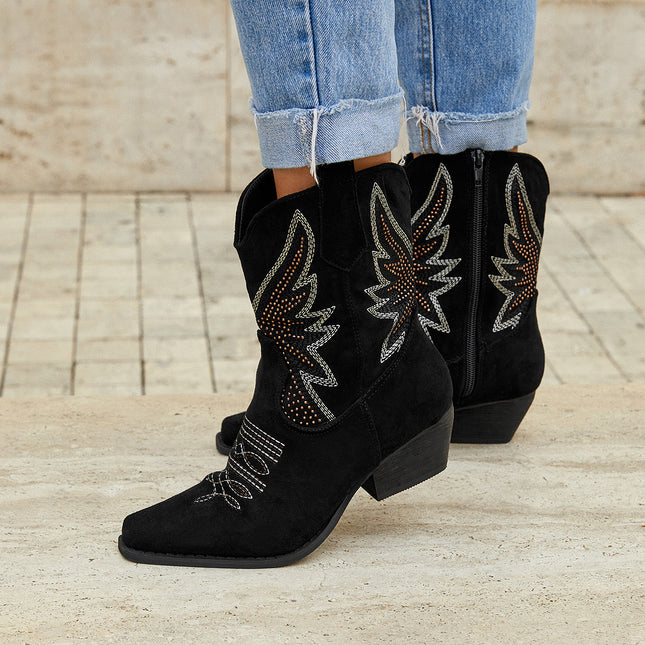 Buonarotti Kurze Cowboystiefel Schwarz Suedine Western