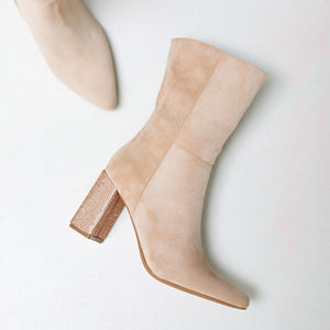 Buonarotti Stiefel Beige Suedine mit Strassabsatz