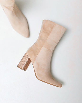 Buonarotti Stiefel Beige Suedine mit Strassabsatz