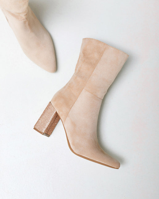 Buonarotti Stiefel Beige Suedine mit Strassabsatz