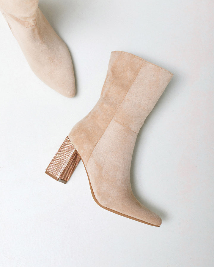 Buonarotti Stiefel Beige Suedine mit Strassabsatz