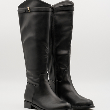 Buonarotti Stiefel Schwarz Lederlook Schnalle